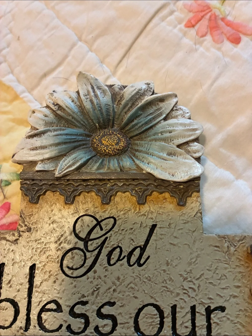 Hobby Lobby Cream Wall Cross with Blue Floral Accents